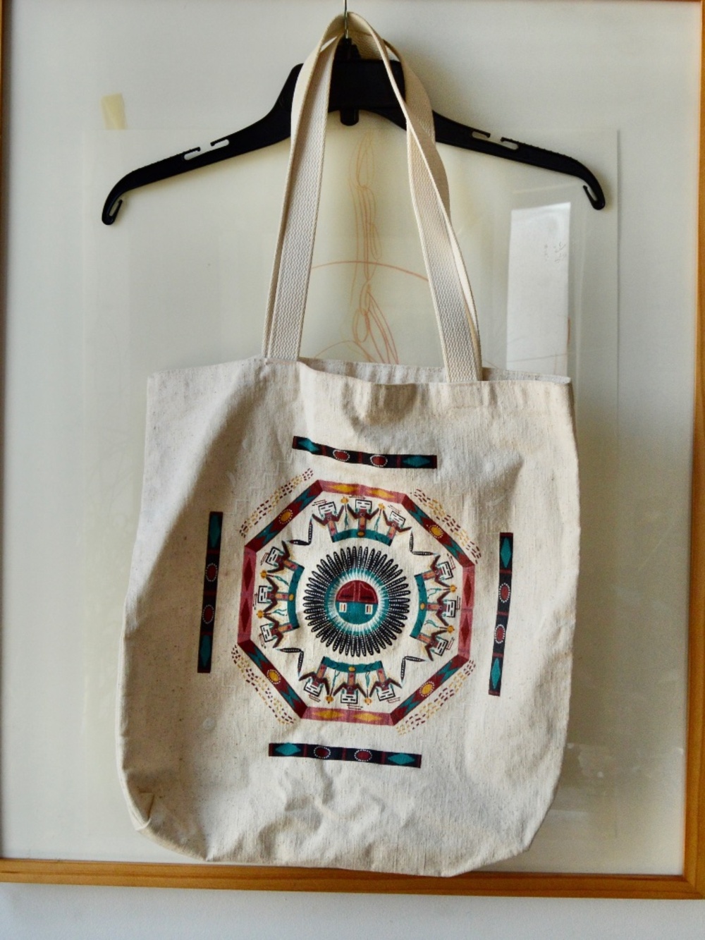 Vintage Southwest Patterned Sturdy Canvas Tote Bag 16 x 17 inches